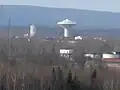 View over Örebro Watertower Svampen with the mountain ridge Kilsbergen in the background