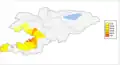 Percentage of Uzbeks in Kyrgyzstan by region