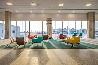Colorful chairs in the airport