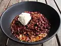 Guatemalan frijoles colorados with rice