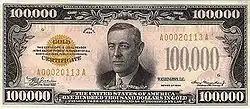 $100,000 bill.