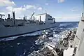USS&nbsp;Carney receives cargo from the Military Sealift Command dry cargo/ammunition ship USNS&nbsp;William McLean during a replenishment-at-sea in the Mediterranean Sea, 2016.
