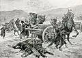 German cavalry charging against the Romanian infantry near Târgoviște, 1916-1917