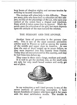 A page from a book, text includes instructions on using a diaphragm