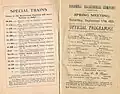 Showing officials and raceday train timetable