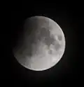 Eclipse observed from Rostock, Germany, at 1:50 UTC. Lunar north is near top.