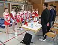 Team England lineup in front of the judges before the exercises