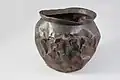Bronze cooking pot, with repairs