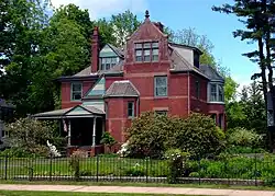 275 Elm Street, Northampton, MA. Queen Anne style rendered in red brick.