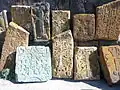 Khachkars along the ruins of the gavit