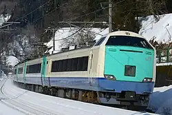 Rapid Train operated by 485 series between Niigata Station and Itoigawa Station.