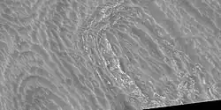 Close view of honeycomb terrain, as seen by HiRISE under HiWish program
