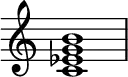 
{ \new Staff \with{ \magnifyStaff #1.5 } \relative c' {
   \override Score.TimeSignature #'stencil = ##f
   <c es g b>1
} }
