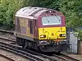 Kingswear – DB Cargo 67030 on the level crossing