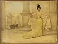 Woman in Evening Dress (after 1882), Oil on canvas, 10 13/16 x 14 in. (27.4 x 35.6 cm), Clark Art Institute