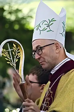 Portrait photo in profile with crozier