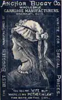 Ad for Anchor Buggy Co. with an optical illusion, 1890