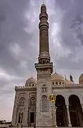 View of one of the minarets of the mosque