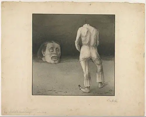 Selbstbetrachtung (self-reflection) pen and ink drawing by Alfred Kubin (c. 1901)