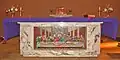 Last Supper mosaic on the altar of the Catholic Church, Yarram.