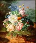 Floral still life with butterflies & insects