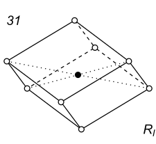 Black-white (antisymmetric) 3D Bravais Lattice number 31 (Rhombohedral system)