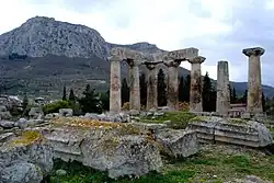 Temple of Apollo with Acrocorinth in the background