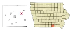 Location of Udell, Iowa