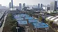 Aerial view of the Ariake Tennis Park, venue of the Tokyo 2020 Summer Olympics.