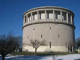 Arlington Reservoir, Massachusetts, a 2,000,000 gallon water tower based on the Arsinoeum at Samothrace