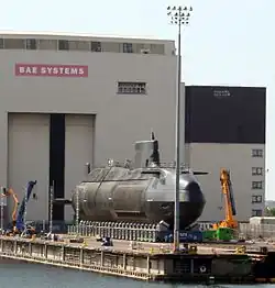 HMS&nbsp;Astute during launch into Devonshire Dock