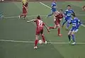 Ataşehir Belediyespor (red) in attack at home match against Konak Belediyespor (2013–14 season)