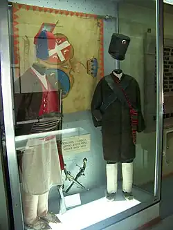 War flag and uniforms of the regular army in 1809–10.
