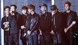 BTS after winning Best New Artist in 2013