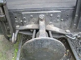 Balance lever in front of buffer support (balance lever coupling)