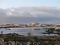 Balvicar Bay in winter, seen from mainland Scotland, looking towards the heights of Bàrr Mòr