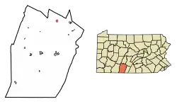 Location of Woodbury in Bedford County, Pennsylvania.