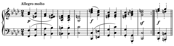 Opening bars of the second movement