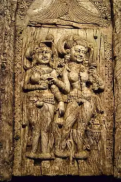 Begram Decorative plaque from a chair or throne, ivory, room 13, c.100 BCE