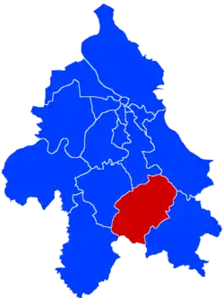 Location of Sopot within the city of Belgrade