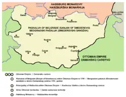 Belgrade pashaluk (Sanjak of Smederevo) in 1791