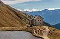 Low-rise house Alte Pforzheimer Hütte near the Pforzheimer See, in the Trentino-Alto Adige region of Northern Italy