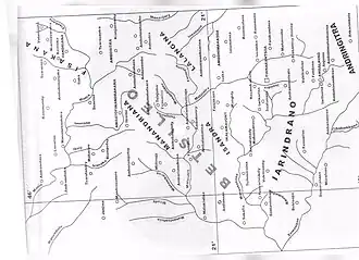 Kingdom of Manandriana with its capital Ambovombe and the Manandriana River, which it was named after.