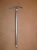 A 2011 Black Diamond ice axe. 71&nbsp;cm (28&nbsp;in) long with a weight of 430&nbsp;g (15&nbsp;oz).