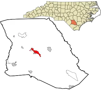 Location within Bladen County and the U.S. state of North Carolina