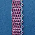 A Tape (or braid) with footside on the left and a headside on the right
