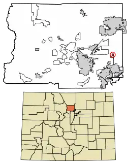 Location of the Leyner CDP in Boulder County, Colorado