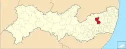 Location of Caruaru in Pernambuco