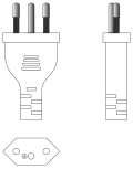 Diagram of the a Brazilian NBR 14136 plug with insulated pins.