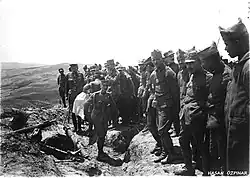 British officer inspecting Greek troops and trenches.